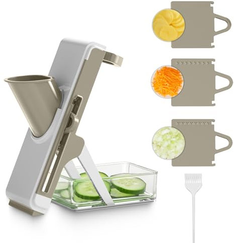 Eletronova Safe Mandoline Slicer for Kitchen, Vegetable Slicer for Kitchen，Kitchen Food Slicer, French Fry Cutter Julienne Dicer for Vegetables Blue