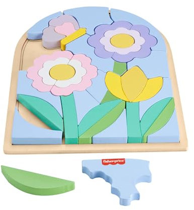 Fisher-Price Puzzle Fleurs en Bois avec Blocs à empiler composé de 37 pièces en Bois certifié FSC, à partir de 3 Ans