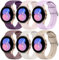 Wanme 6 Stück Armband für Samsung Galaxy Watch 7 44mm 40mm Armband, Silikon Ersatzarmband für Samsung Galaxy Watch 7 FE 6 5 4 (Sternenlicht+Milchtee Farbe+Rauchviolett+Rosa+Dunkelviolett+Violett)