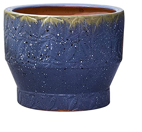 Blumentopf, Keramik-Übertopf, Sukkulenten-Übertopf, Blumentopf für Pflanzen – großer runder Sukkulenten-Orchideen-Blumentopf mit Ablaufloch (Gold 28,5 cm)