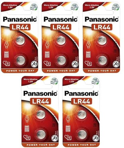 PANASONIC 5 Packungen mit je 2 Batterien LR44 Micro Alkaline – 1,5 V