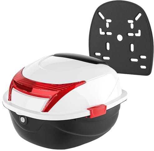 35L Wasserdicht Motorrad Topcase Rollerkoffer Kofferraum Gepäck Helmkoffer für Roller/Motorrad/Fahrrad Motorradkoffer Top Case für Roller (Color : Weiß)