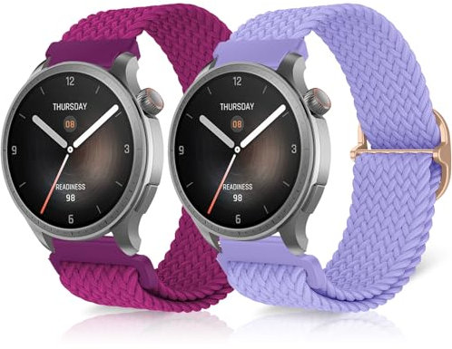 ToVioc 22mm Nylon Bracelet pour Amazfit Bip 6/5/5 Unity, GTR 4/3 Pro/3/2 eSIM/2e, Ajustable Élasticité Respirant Sports Remplacement pour Amazfit Cheetah Pro/GTR 4 - Lavande & Pitaya