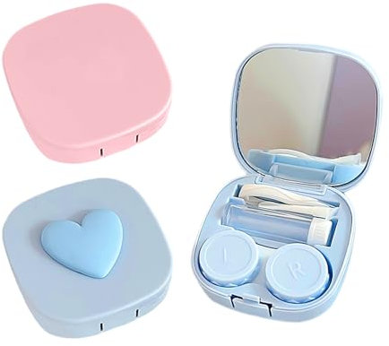 2Pcs Contact Lens Case, Contact Lens Travel Case, Cartoon Contact Lens Case, Contact Lens Storage Box, Contact Lens Case Box, Contact Lens Accessories, Portable Contact Lens Case