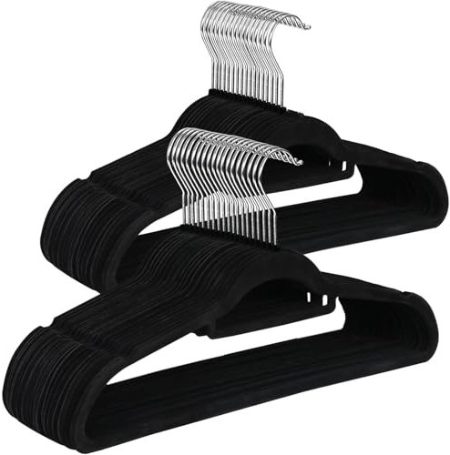 Perchas de Terciopelo con Superficie Antideslizante, Gancho Giratorio 360°, Set de Perchas Ahorro de Espacio, 44,5 x 24,5 x 0,5 cm (24)