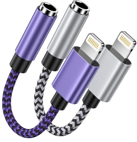 Haoano Lightning auf 3.5mm Kopfhöreranschluss Adapter,2 Pack iPhone auf Aux Adapter,iPhone Kopfhörer Adapter,Kompatibel for iPhone14/12/11/XS/XR/X /8, i Pad Pro/Mini,Headset, Kopfhörer