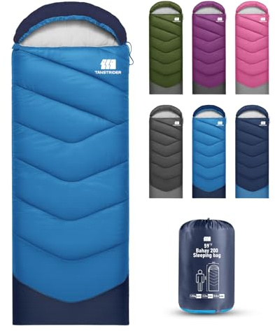 TANSTRIDER Sleeping Bags for Adults Teens, 4 Season Camping Sleeping Bag Waterproof,Machine Washable Backpacking Gear for Cool Weather,Outdoor Tent Hiking,with Compression Sack,220x80cm,1.35kg