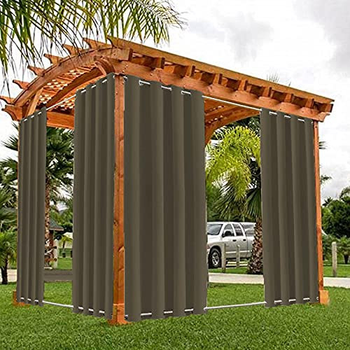 Rideau occultant imperméable pour tonnelle d'extérieur avec œillets, rideau coupe-vent pour terrasse, marron, 134,6 x 239 cm