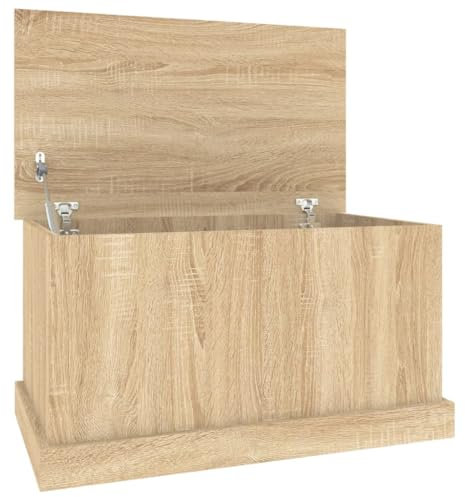 Myheimly Truhe Aufbewahrungsbox mit Deckel, Auflagenbox Kiste mit Stauraum, Kissenbox Werkzeugkasten Spielzeugtruhe Sonoma-Eiche 70x40x38 cm Holzwerkstoff
