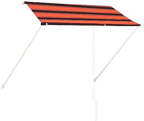 Annlera Tenda da sole retrattile, per finestre, balcone o giardino, resistente ai raggi UV, facile da pulire, arancione e marrone, 250 x 150 cm