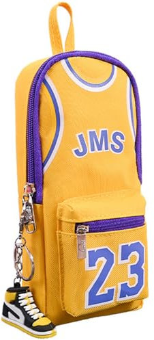 YUEcthynous Basketball Trousse à Crayon - Grande capacité - Motif étoile de Basket-Ball - Multicolore - 23 Compartiments - Grande capacité - Double Fermeture éclair - en Toile