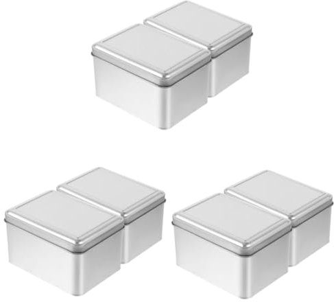 PRETYZOOM 3 Sätze Matte Weißblech Box Plätzchen Salbe Süßigkeitenglas Hafer Vorratsdose Aus Weißblech Wiederverwendbar Teesieb Kanister Teehalter Luftdicht Groß Silver 2 Stück * 3
