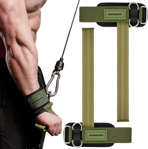 MANUEKLEAR Non-Slip Wrist Straps for Weightlifting Deadlifting, Gym Lifting Straps with D Rings for Cable Machine Workout, 10mm Neoprene Padded Weight lifting Wrist Wraps for Men Women (Green)