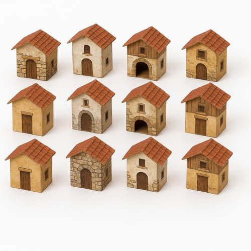 Moranduzzo – Set 12 Casette in Cartone 7,5x5,5x4,5 cm – Artigianato Made in Italy – Accessori e Materiali per Realizzare un Presepe Tradizionale Fai da Te