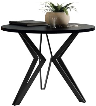 Mirjan24 Couchtisch rund Korku M13, Beistelltisch, Sofatisch, Coffee Table, Wohnzimmertisch mit Schwarz Beine aus Stahl, L:67 x B:67 x H:50 cm (Graphit Schwarz/Schwarz.)