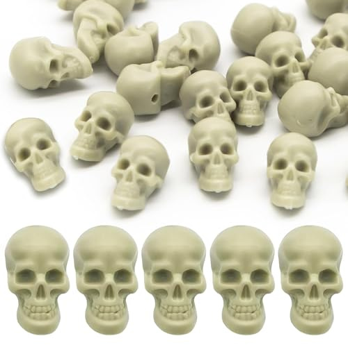 SYEYCW 80 Stück Totenkopf Deko, Mini Schädel Blumentopf Dekoration, Totenkopf Set Mini Totenkopf Figur, Horror Kunststoff Schädel Kopf, für Spukhaus, Halloween Horror Party, Dekoration für Halloween