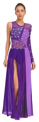 Xnihocha Abito da danza classica da donna asimmetrico pattinaggio artistico vestito da danza latina jazz rumba salsa Waltz tango performance abbigliamento da ballo S-XXL