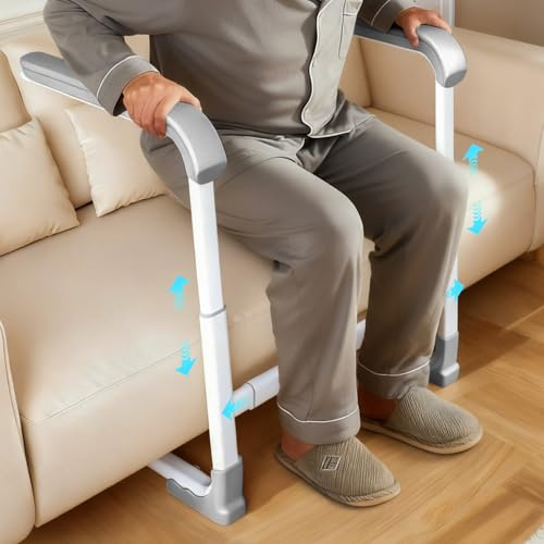 Aufstehhilfe Sofa,Höhenverstellbare Stehhilfe mit Polstergriff für Senioren | 3 Höhenverstellbar, 2 Breitenverstellbar, Anti-Rutsch-Füßen, Tragkraft 181 kg, Aufstehhilfe für Senioren, Patienten