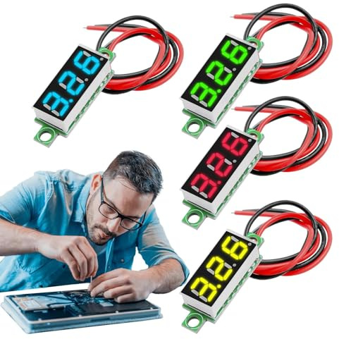 MWZBTG Afficheur de Tension Continue,Affichage LED à Tube Numérique 7 mm - Accessoires de Testeur pour Voiture Industrie Maritime Tableau Audio Camping-Car Électrique