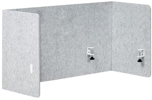 Beliani Schreibtisch Trennwand Akustik grau 130 x 60 cm für gesamten Schreibtisch Soloa