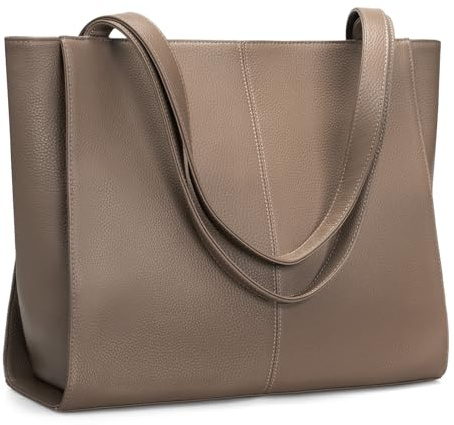 befen Echtleder Handtasche Damen Groß Shopper Tasche mit 14 Zoll Laptopfach | Mode Leder Tote Bag Schule Arbeit Freizeit Henkeltasche mit Reißverschluss