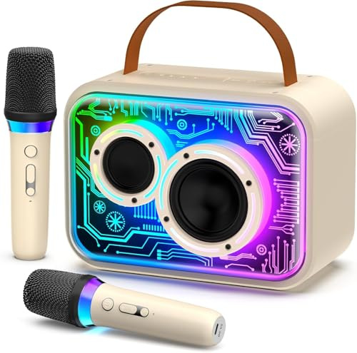 JYX Karaoke Maschine 2 Mikrofonen: Karaoke Anlage mit 2 Karaoke Mikrofonen - Tragbare Bluetooth Party Karaoke Box - Mikrofon mit PA Lautsprecher - Geschenk