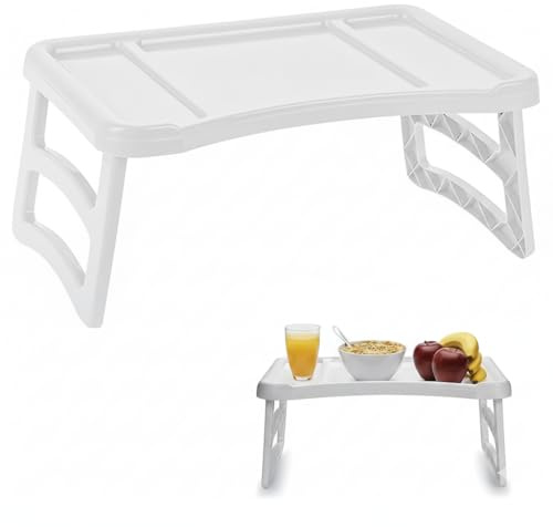 1x White Foldable Tray for Bed or Sofa – Comfortable, Portable, and Easy to Store, 51x33x23.5 cm, Plastic Material, Perfect for Work or Dining in Comfort