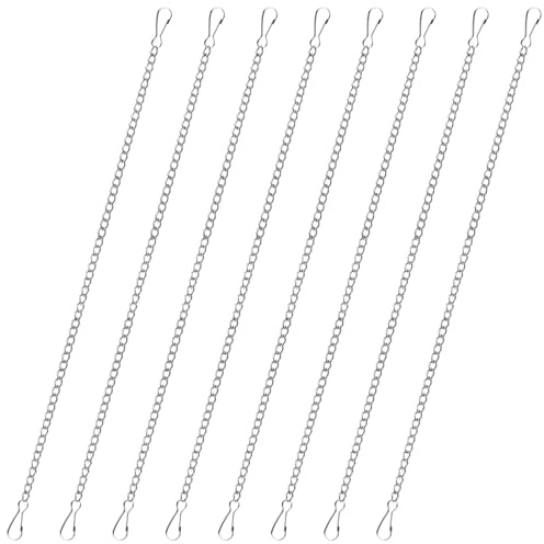 8 Pcs 20 Inch Stained Glass Window Hanging Chains, Silver Stainless Steel Decorative Picture Hanging Chains, Metal Chain with Safety Hooks for Suncatchers, Window Art, Outdoor Garden, Walls & Kitchens