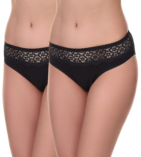 Merry Style Damen Slip aus Baumwolle mit Spitze atmungsaktive Unterhose mit klassischem Schnitt weiche Damen Unterwäsche MSGAB21