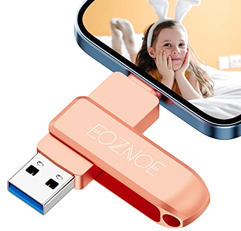 EOZNOE Pendrive 256GB,3 en 1 Memoria USB para iPhone/Android/Mac/Tablet/PC | Memoria USB iPhone para Sin Aplicación Guardar Fotos y Videos,Memoria Externa con Carcasa Mmetálica Plug-and-Play