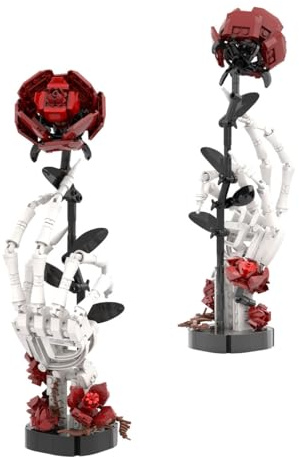 NUOJIAYING Ensemble de Blocs de Construction Roses Rouges, Kit de Construction Bouquet de Fleurs, Bouquet De Fleurs pour Adultes, 357 PCS Roses Rouges Décoratives pour Bureau ou Maison