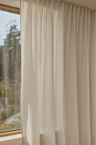 Jotex Milly Linen-Mix Extra Breit 280cm Multifunktionsgardine – Hochwertige Halbtransparente Leinen und Baumwolle Vorhang (1er Pack) - Leinenbeige, 280 x 250cm