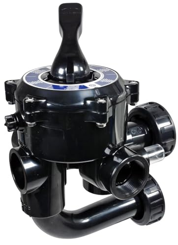 Astral Pool 1 1/2'' Side Mount 6-Wege Ventil schwarz - Mit Anschlussverrohrung und Schauglas - ABS Gehäuse mit PPO Verteiler und EPDM Dichtungen - Für Sandfilteranlagen