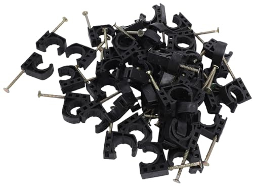 Saluaqui 50 Pcs J Hook Half Clamps with Nails Pipe Clamps with Nails Semi Clamp Hanging Design for PEX CPVC Copper Pipes Wood Studs Walls
