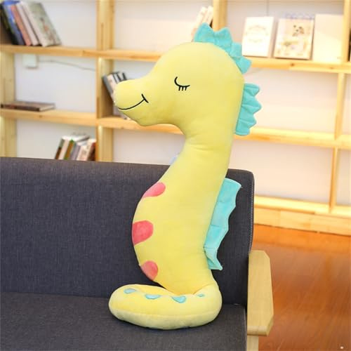 JORCEDI Seepferdchen Kuscheltier Süße Seepferdchen Plüschtier Stofftier,Spielzeug Ausgestopftes Tier,Weihnachten Party Geburtstag Halloween Heimat Schmücken Kissen Geschenk für Kinder (50cm,Gelb)