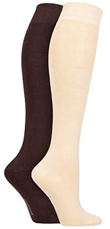 SockShop Bamboo Knee High Socks - Women's Long Socks in Plain and Striped Designs, Fun, Fashionable, Bright Colours, Soft and Breathable for Comfort, 2 Pair Pack