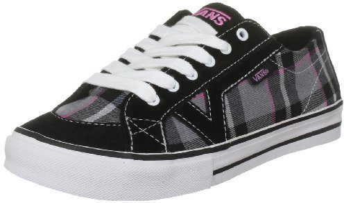Vans Femme Tory Canvas Chaussures de Skateboard, Noir, Plaid Noir, Blanc et Rose, 41 EU