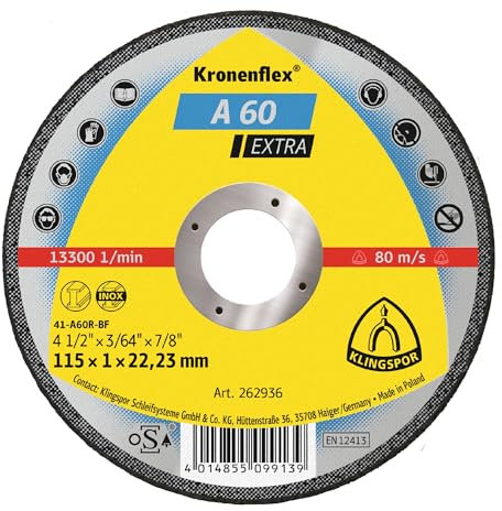 Klingspor 262936 - A 60 EX Trennscheibe, 115X1X22,23, Packungseinheit 25