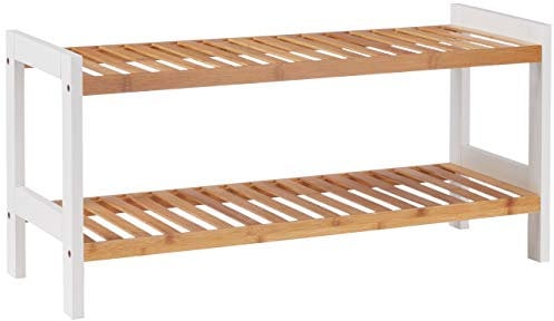 HAKU Möbel Schuhregal Natur, weiß, Bambus, MDF - Maße: B 70 cm x H 34 cm x T 26 cm, Style: Scandinavian