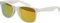 Balinco Lunettes de soleil Nerd UV400 CAT 3 CE Rubber style rétro Lunettes vintage unisexes avec charnière à ressort pour hommes et femmes (gris clair - rouge/orange miroité)