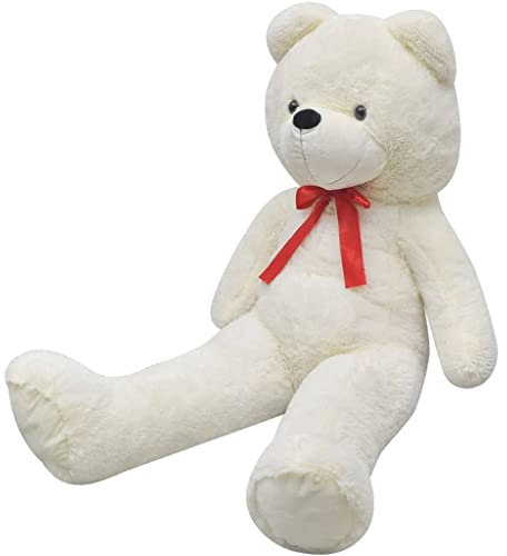 vidaXL Ours en Peluche XXL 85 cm Blanc Grand Nounours Ourson Jouet Enfants