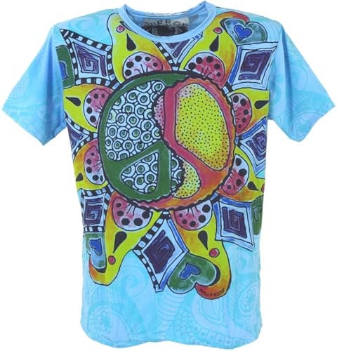 GURU SHOP Mirror T-Shirt - Peace/Blau, Herren, Baumwolle, Size:M