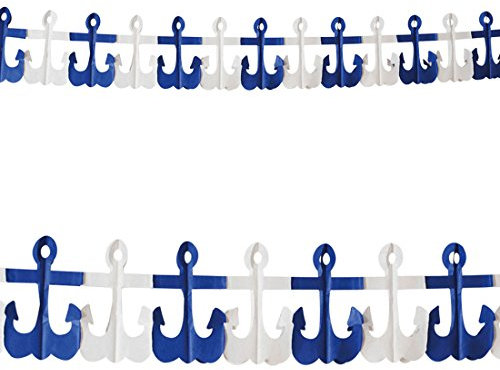 NET TOYS Anker Girlande Maritime Deko 3 m Seemann Wimpelkette Marine Südsee Girlanden Papiergirlande