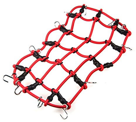 MOHERO 1/10 RC Elastic Luggage Net with Hook for 1:10th RC Vehicles RC Crawler Truck Car D90 TRX4 Roof Rack (Red)