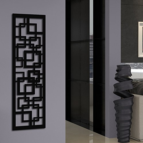 Wandgarderobe/Garderobe Design Quadrat, 140x40x2 cm, schwarz (Marke: Szagato, Made in Germany) (Kleiderständer Garderobenständer Wandpaneel Wanddeko Kleiderhaken Flurgarderobe)