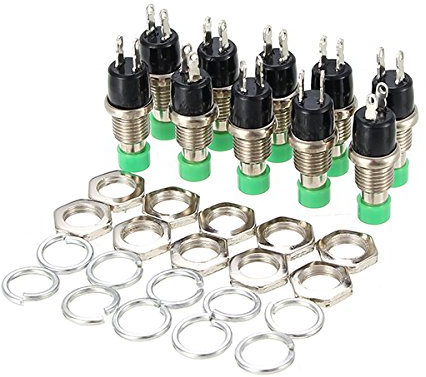 C-FUNN Wendao Pbs-110 250V 1A 7Mm Interruptor De Auto-Restablecimiento NC Pulsador Redondo 10Pcs - Verde