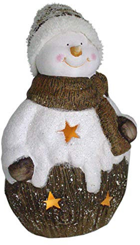 Deko Figur Schneemann XL mit Stoffmütze und LED