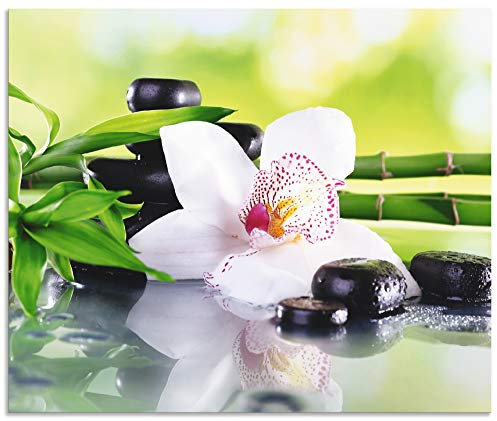 ARTland Spritzschutz Küchenrückwand aus Alu für Küche Herd Spüle 60x50 cm (BxH) mit Motiv Natur Zen Pflanze Spa Steine Bambus Asien Orchidee T9IQ