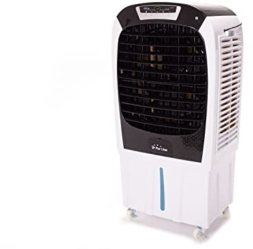 PUR LINE | Climatizador Evaporativo Gran Caudal Panel LED, Triple Panel Evaporativo, Rejilla Motorizada, Ruedas y Mando a Distancia – Alta Potencia y Capacidad 80 Litros Espacios Amplios