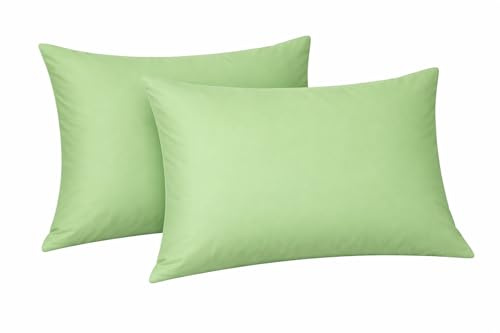 Plain dyed polycotton Housewife pair of pillowcases, Available in 20 (Saga Green)